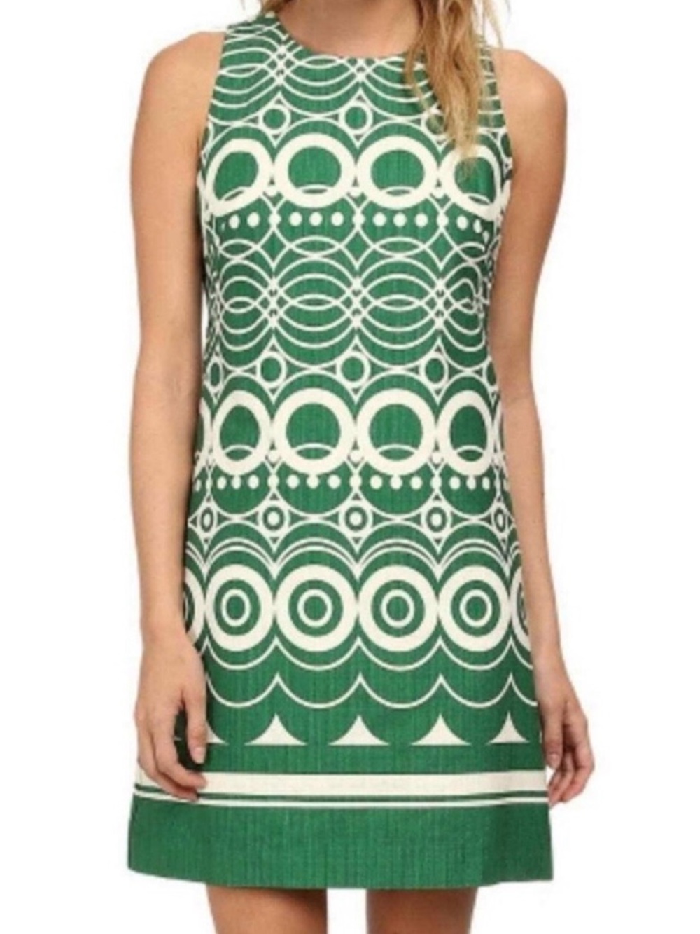 Eliza J. Green White Geometric
Patterned Sleeveless Lined
Dress 8 Circles - Picture 4 of 10
